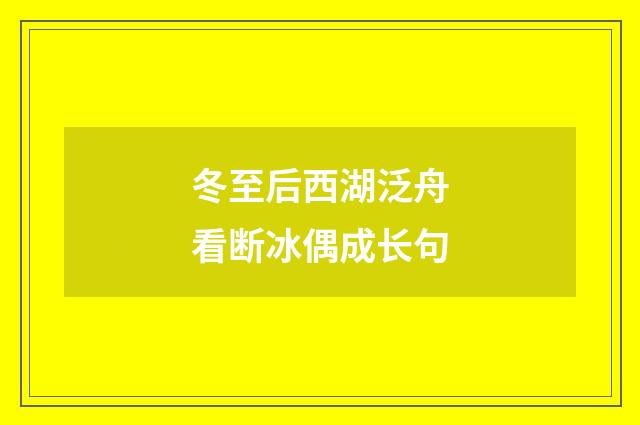 冬至后西湖泛舟看断冰偶成长句