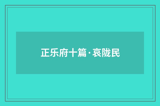 正乐府十篇·哀陇民