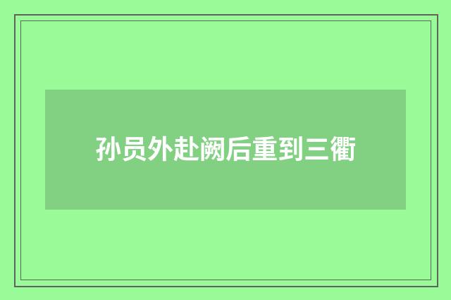 孙员外赴阙后重到三衢