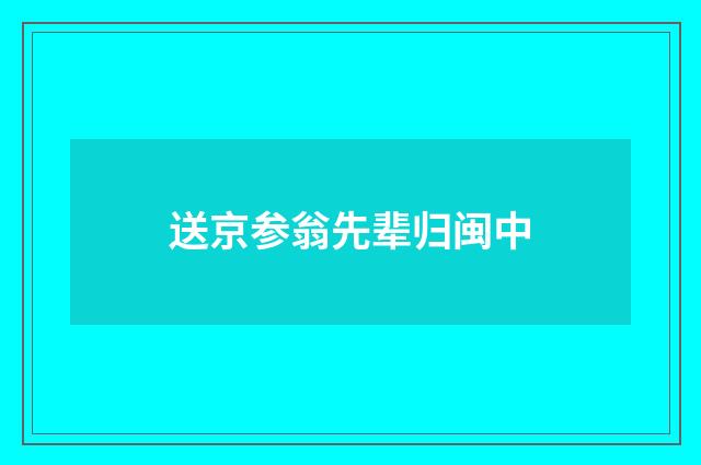 送京参翁先辈归闽中