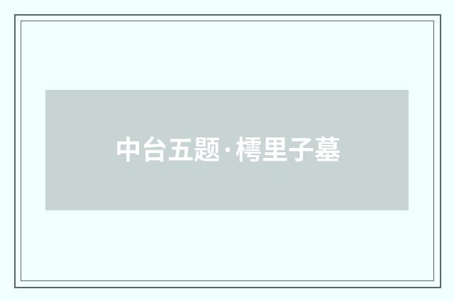 中台五题·樗里子墓
