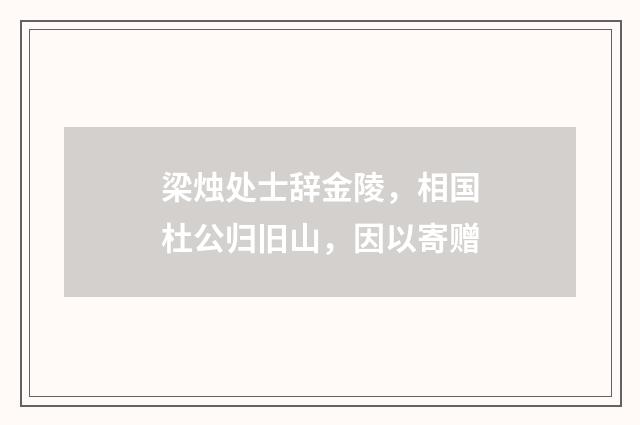 梁烛处士辞金陵，相国杜公归旧山，因以寄赠