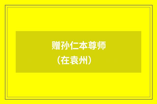 赠孙仁本尊师（在袁州）