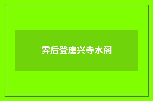 霁后登唐兴寺水阁