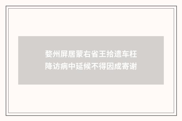 婺州屏居蒙右省王拾遗车枉降访病中延候不得因成寄谢