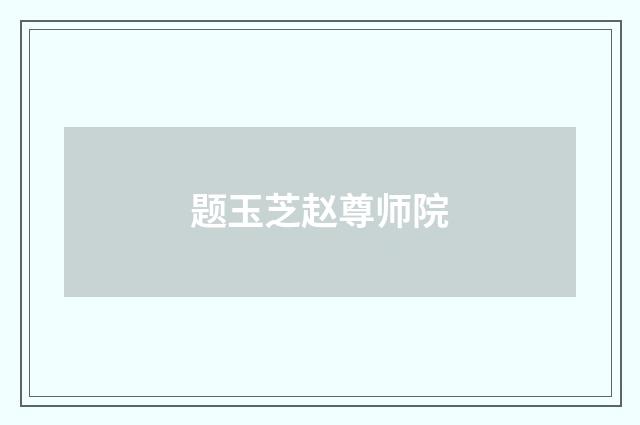 题玉芝赵尊师院