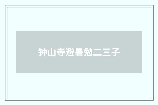 钟山寺避暑勉二三子