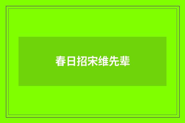 春日招宋维先辈