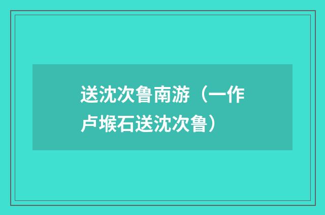 送沈次鲁南游（一作卢堠石送沈次鲁）