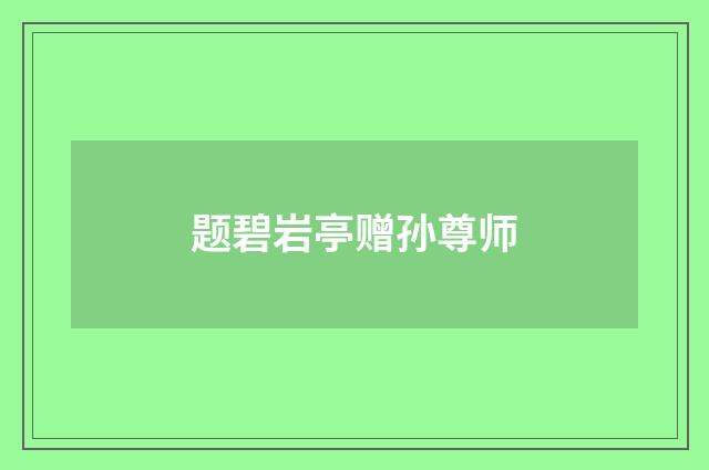 题碧岩亭赠孙尊师