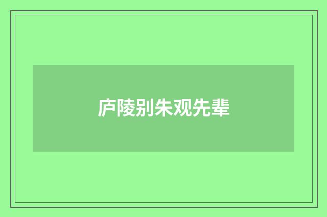 庐陵别朱观先辈