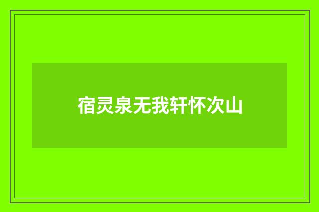 宿灵泉无我轩怀次山