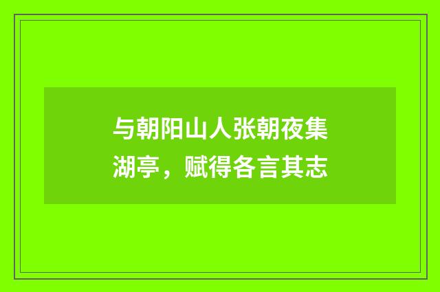 与朝阳山人张朝夜集湖亭，赋得各言其志