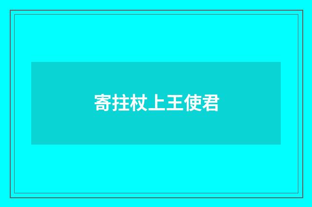 寄拄杖上王使君