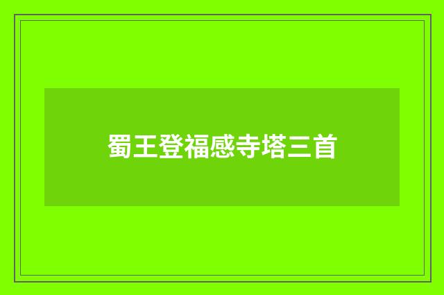 蜀王登福感寺塔三首
