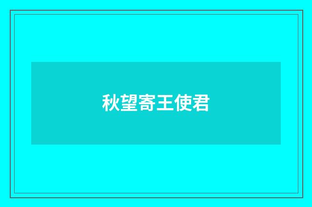 秋望寄王使君