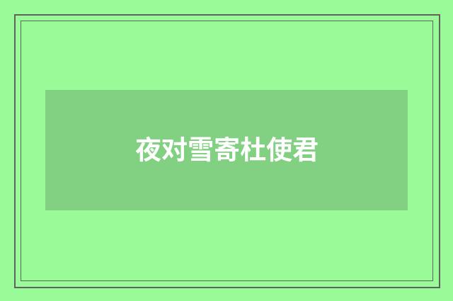 夜对雪寄杜使君