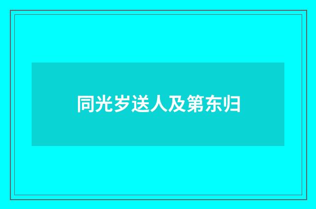 同光岁送人及第东归