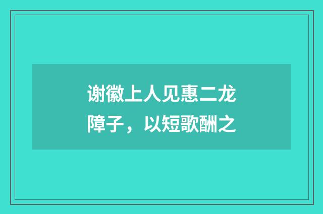 谢徽上人见惠二龙障子，以短歌酬之