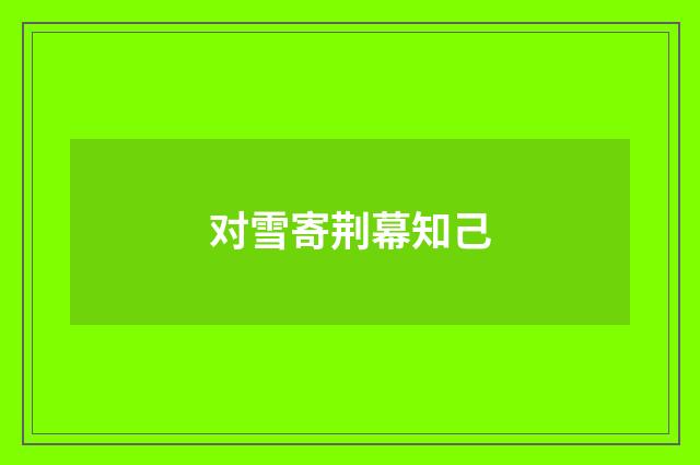 对雪寄荆幕知己