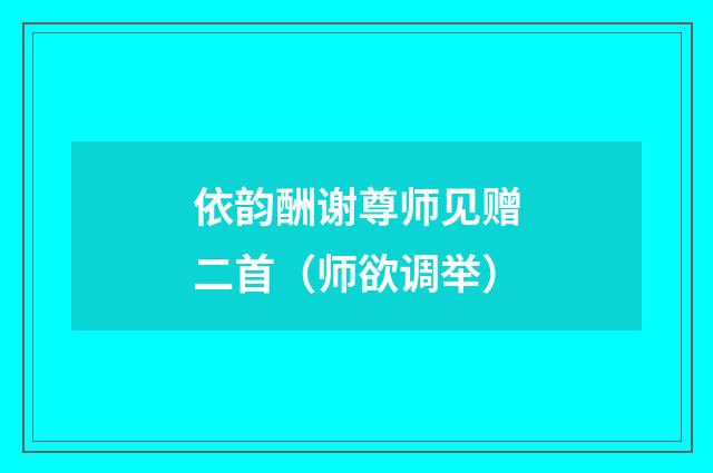依韵酬谢尊师见赠二首（师欲调举）