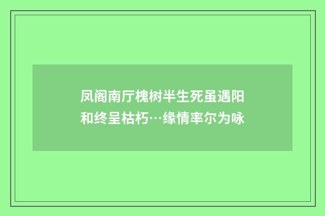 凤阁南厅槐树半生死虽遇阳和终呈枯朽…缘情率尔为咏