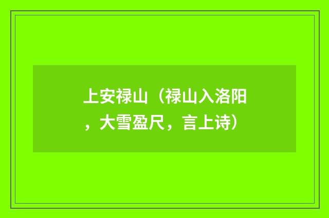 上安禄山（禄山入洛阳，大雪盈尺，言上诗）