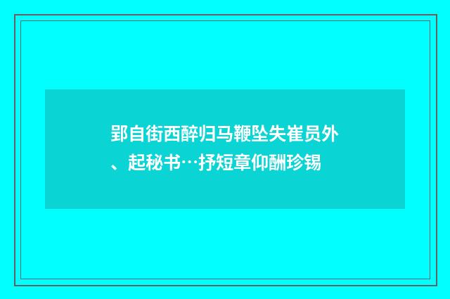 郢自街西醉归马鞭坠失崔员外、起秘书…抒短章仰酬珍锡