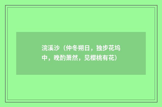 浣溪沙（仲冬朔日，独步花坞中，晚酌萧然，见樱桃有花）