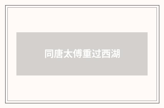 同唐太傅重过西湖