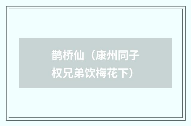 鹊桥仙（康州同子权兄弟饮梅花下）