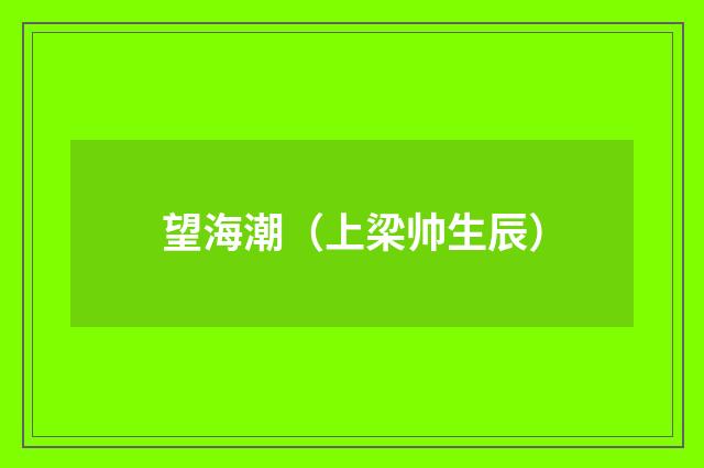 望海潮（上梁帅生辰）