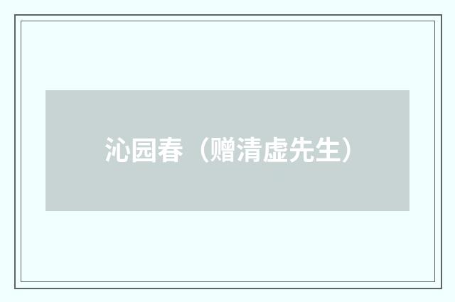 沁园春(赠清虚先生)