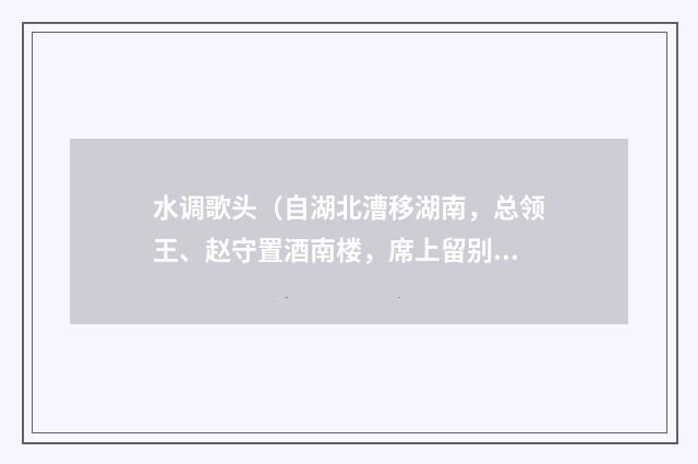水调歌头（自湖北漕移湖南，总领王、赵守置酒南楼，席上留别）