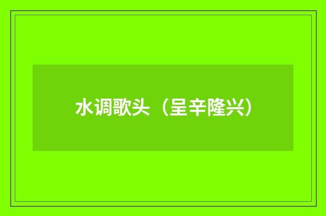 水调歌头（呈辛隆兴）