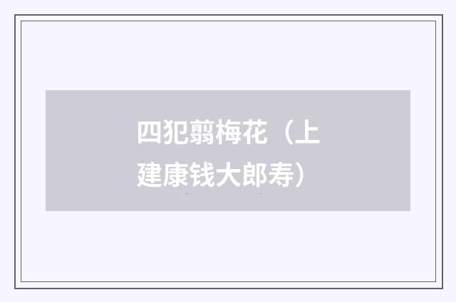 四犯翦梅花(上建康钱大郎寿)