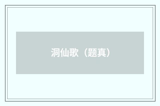 洞仙歌（题真）