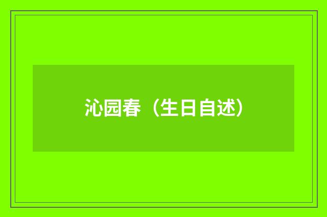 沁园春（生日自述）