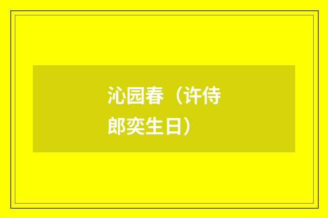 沁园春(许侍郎奕生日)
