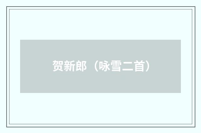 贺新郎(咏雪二首)