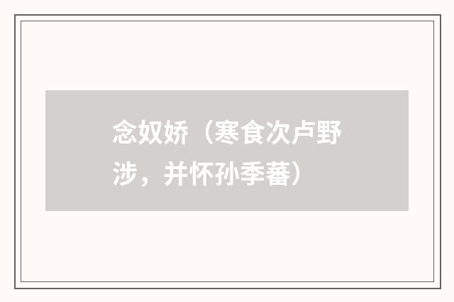 念奴娇（寒食次卢野涉，并怀孙季蕃）