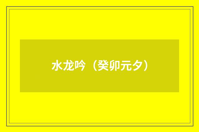 水龙吟（癸卯元夕）