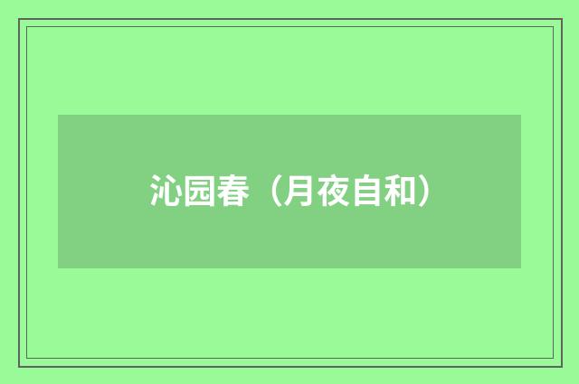 沁园春（月夜自和）