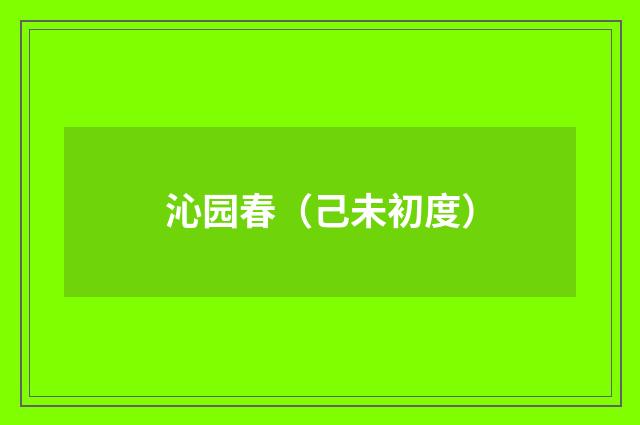 沁园春（己未初度）