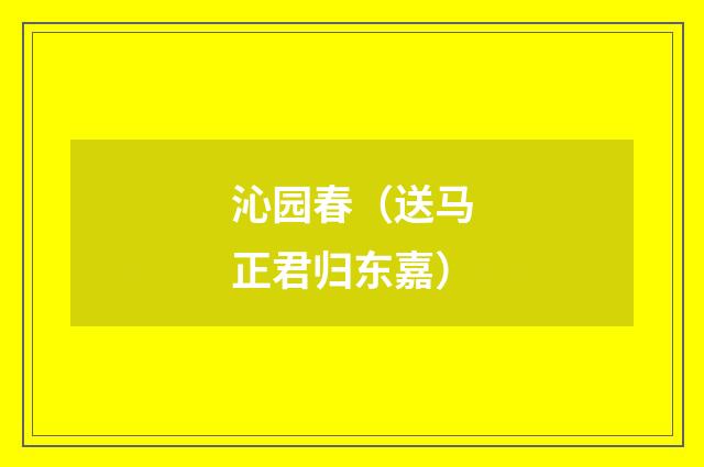 沁园春（送马正君归东嘉）