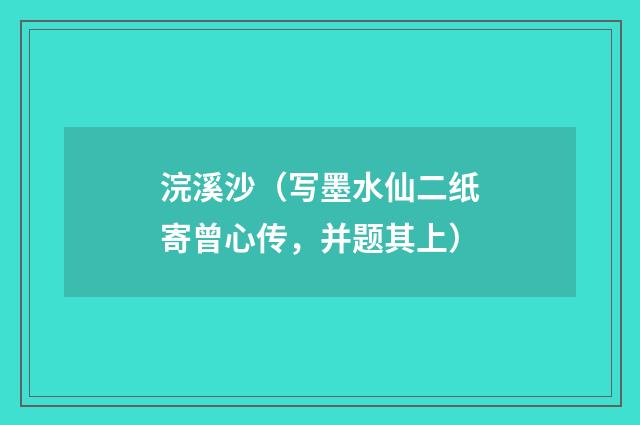 浣溪沙(写墨水仙二纸寄曾心传,并题其上)