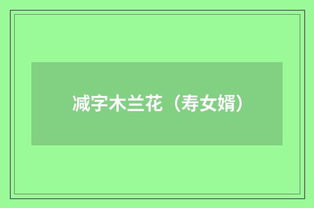 减字木兰花（寿女婿）