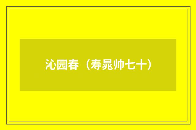 沁园春（寿晁帅七十）