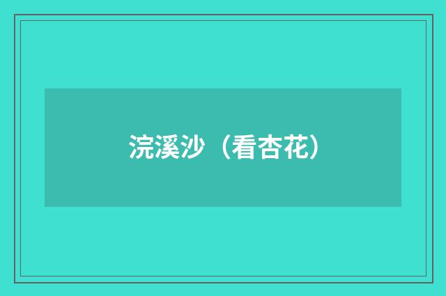 浣溪沙(看杏花)