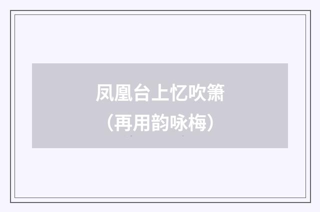 凤凰台上忆吹箫（再用韵咏梅）